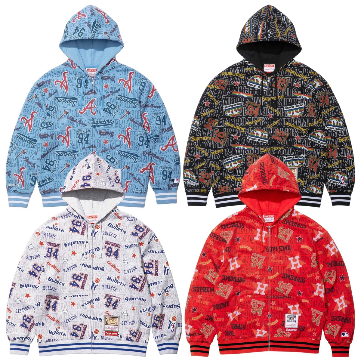 Supreme®/Mitchell & Ness® Teams Zip Up Hooded Sweatshirt